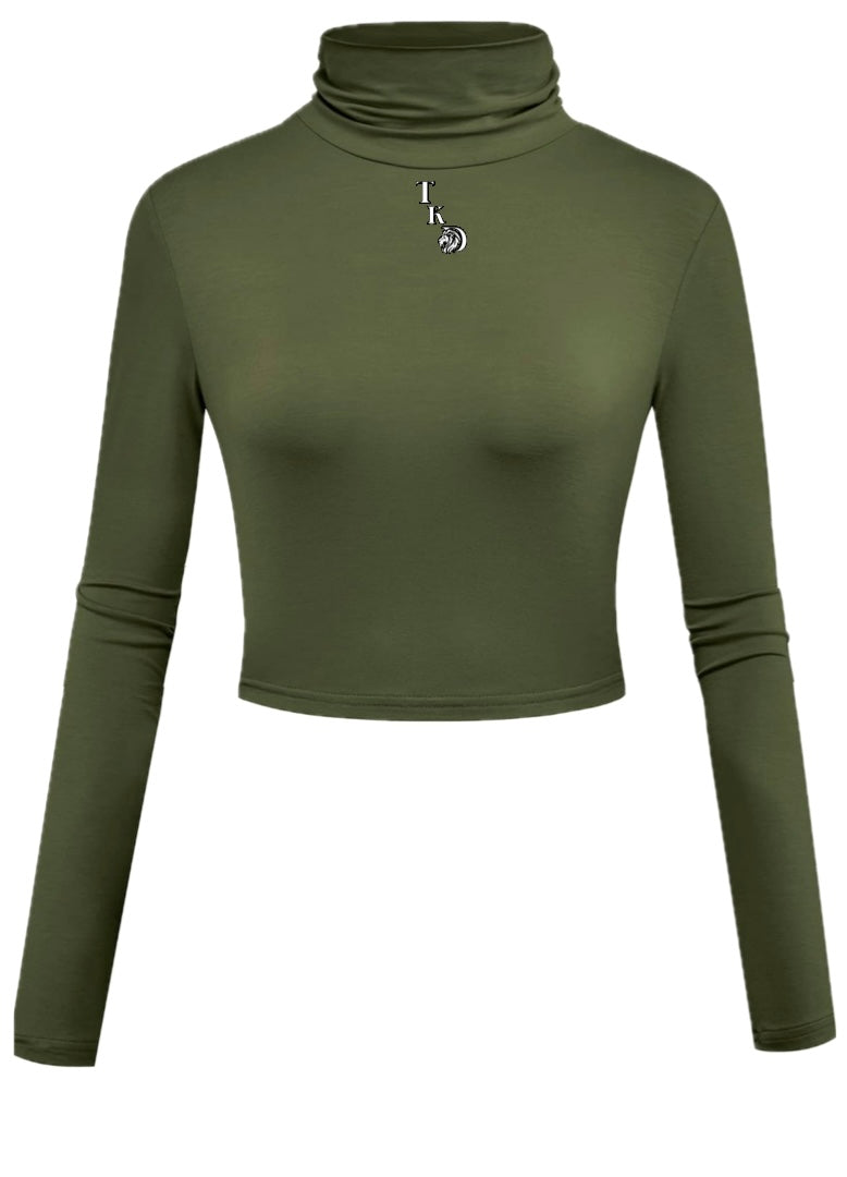 Women Crop Top Turtleneck Long Sleeve