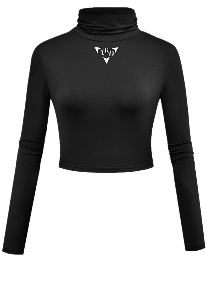 Women Crop Top Turtleneck Long Sleeve