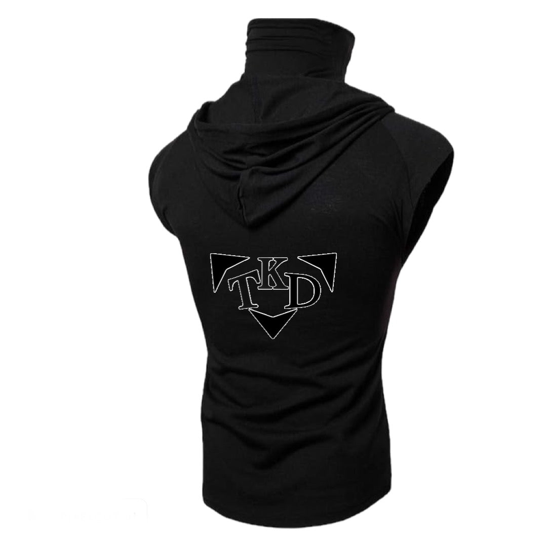 Men No Sleeves T-Shirt Hoodie With Mask