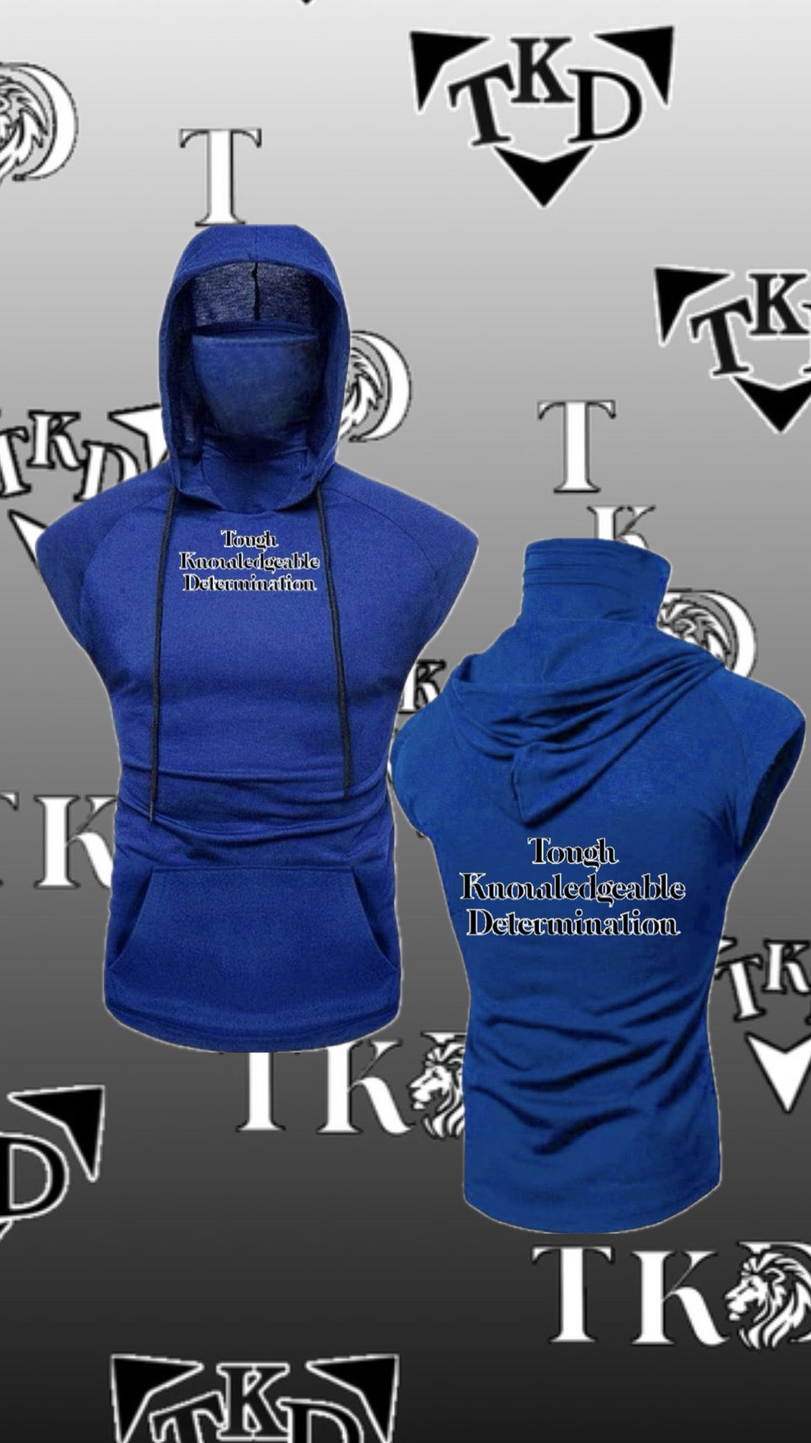 Men No Sleeves T-Shirt Hoodie With Mask