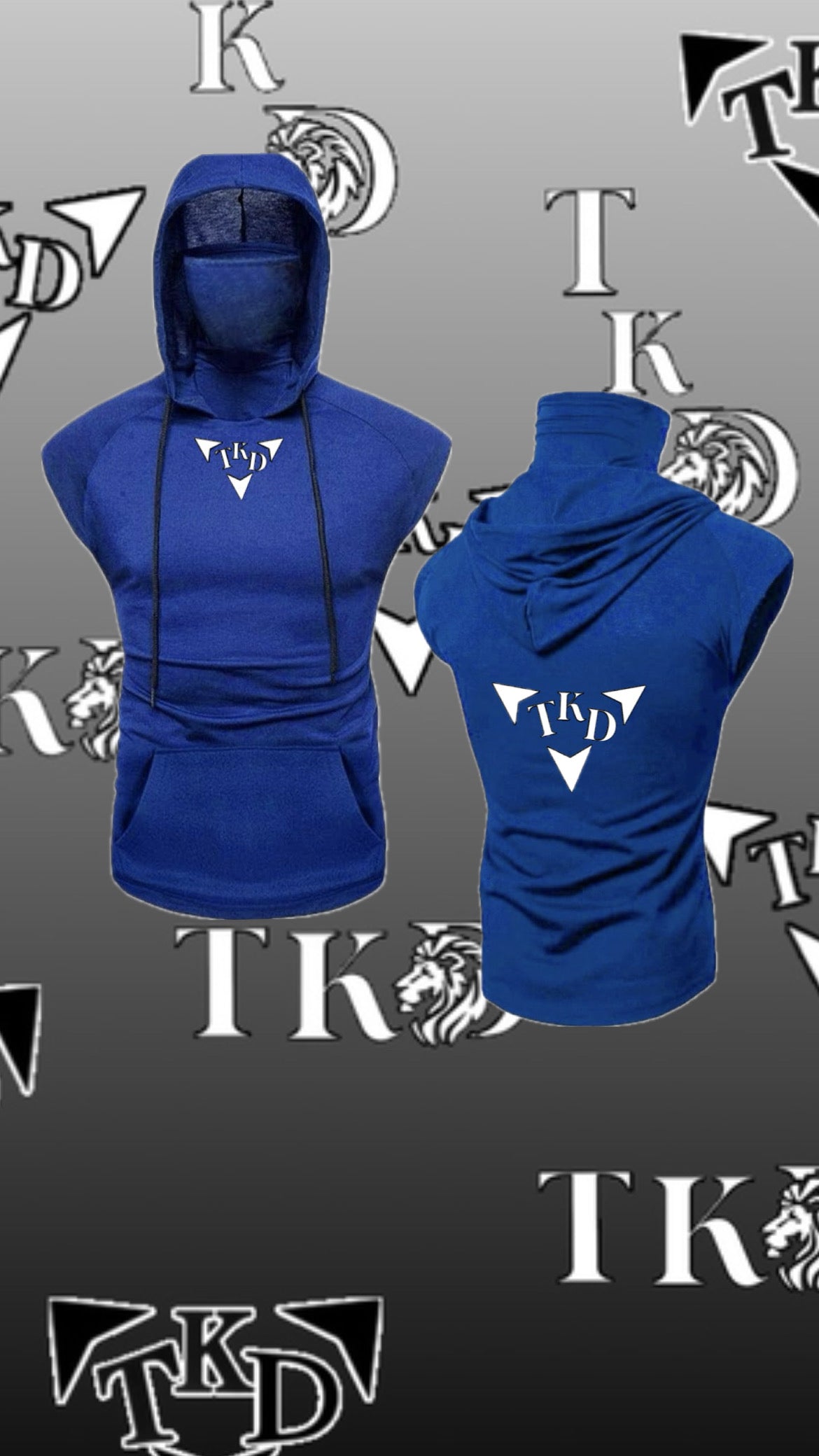 Men No Sleeves T-Shirt Hoodie With Mask