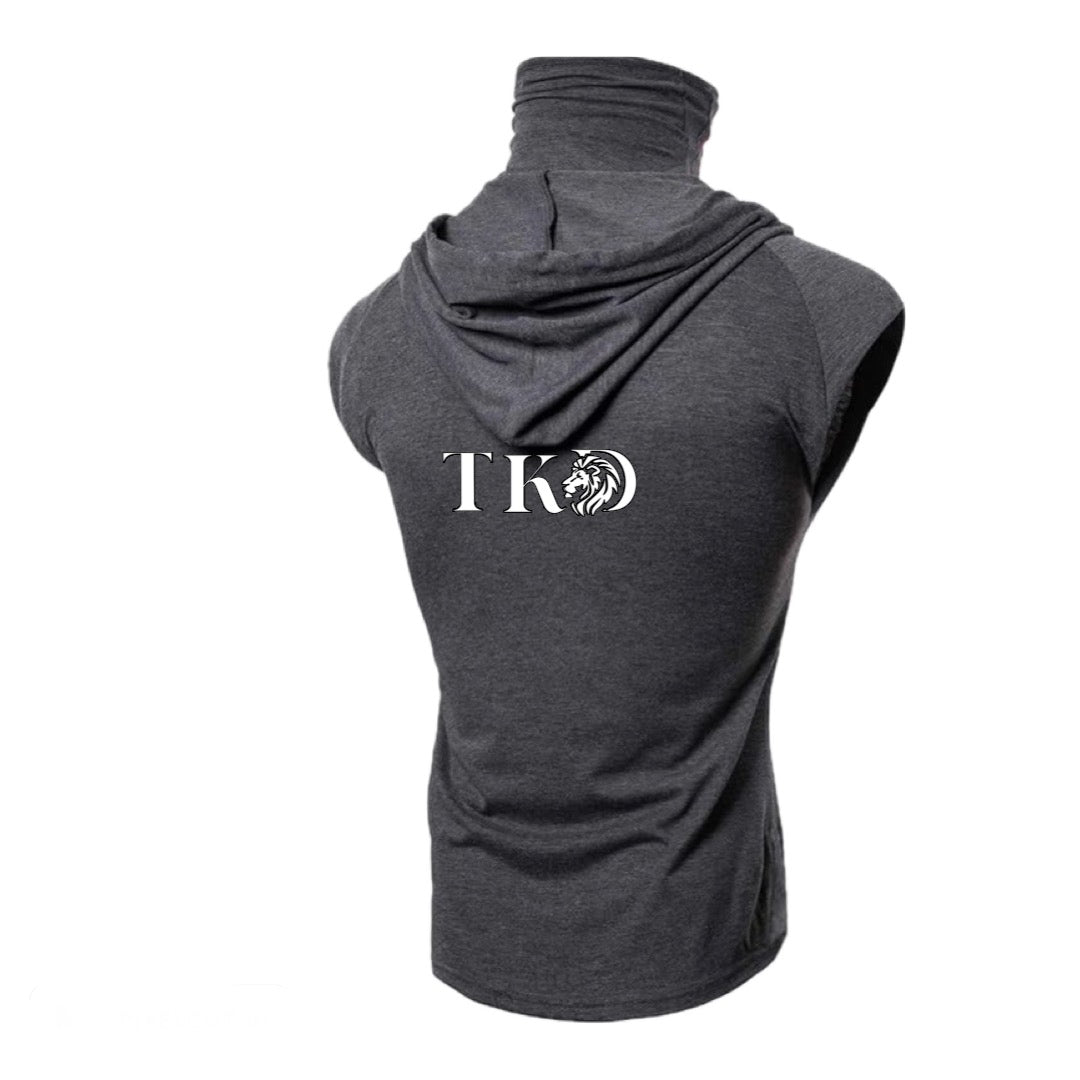 Men No Sleeves T-Shirt Hoodie With Mask