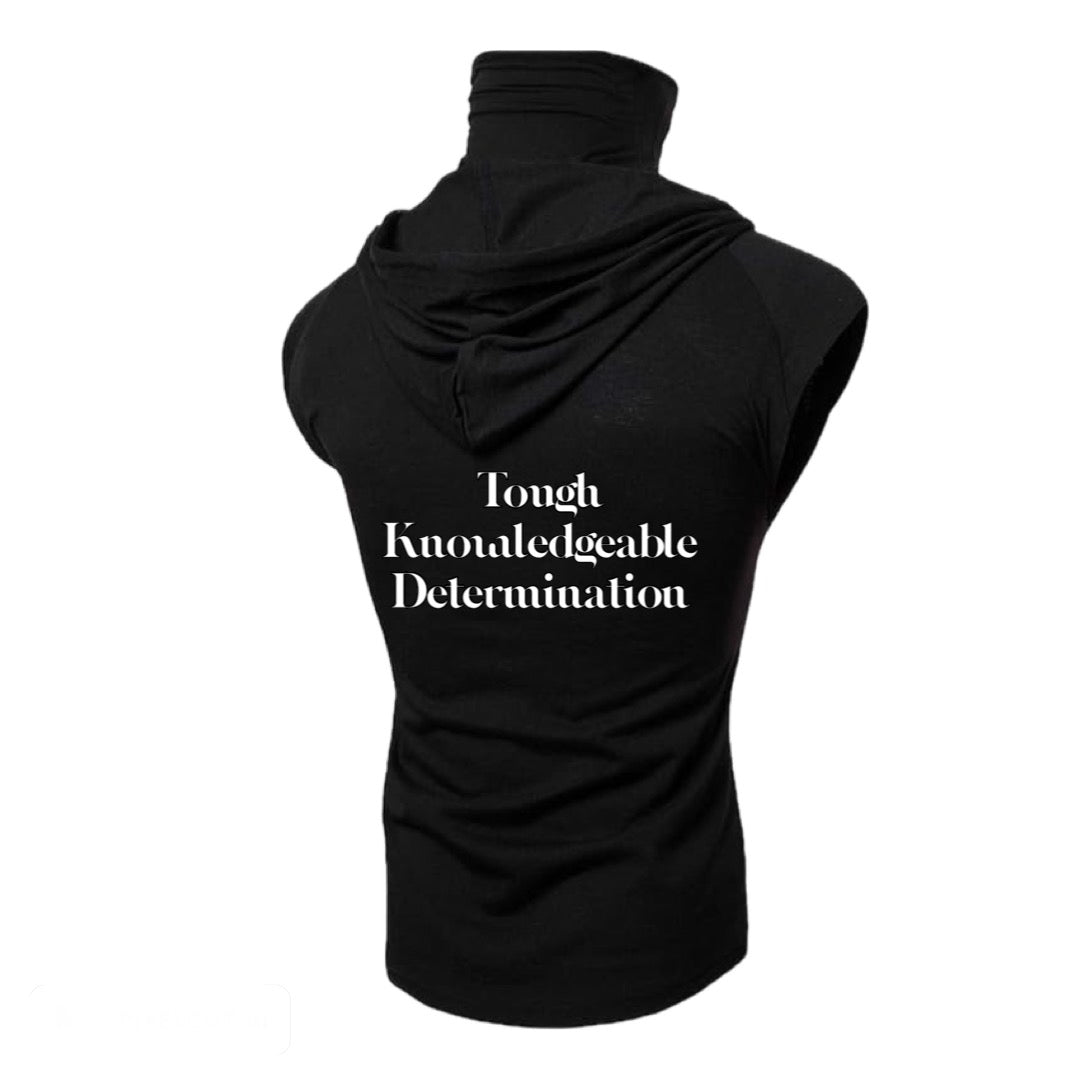 Men No Sleeves T-Shirt Hoodie With Mask