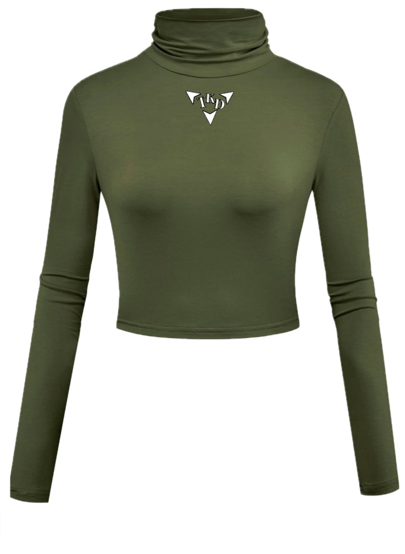 Women Crop Top Turtleneck Long Sleeve