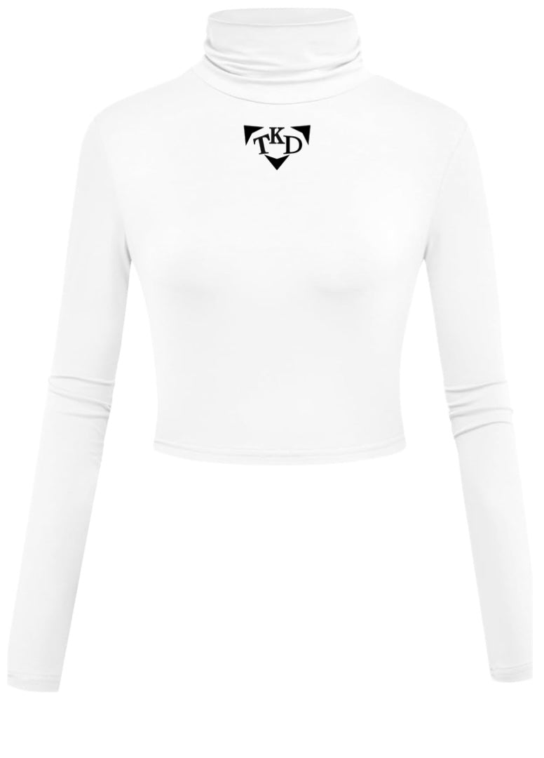 Women Crop Top Turtleneck Long Sleeve