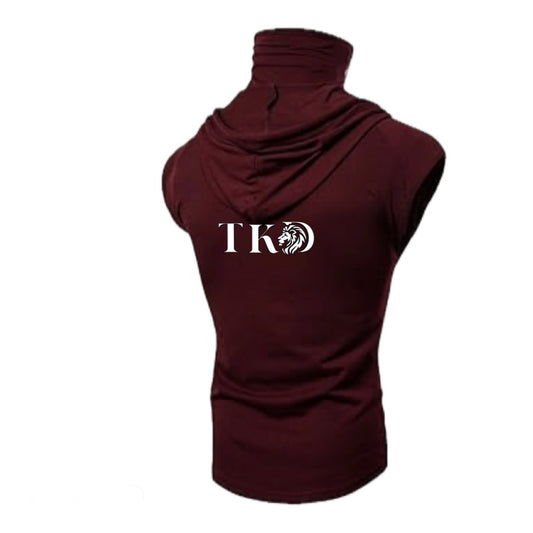 Men No Sleeves T-Shirt Hoodie With Mask