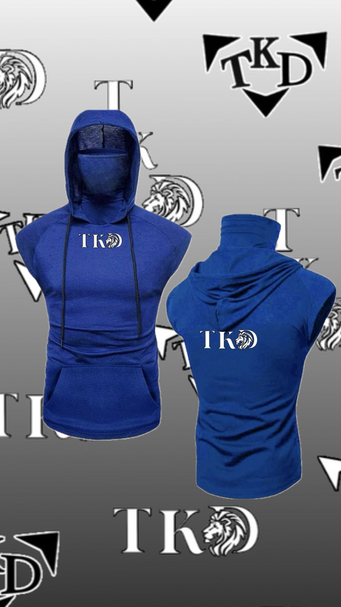 Men No Sleeves T-Shirt Hoodie With Mask