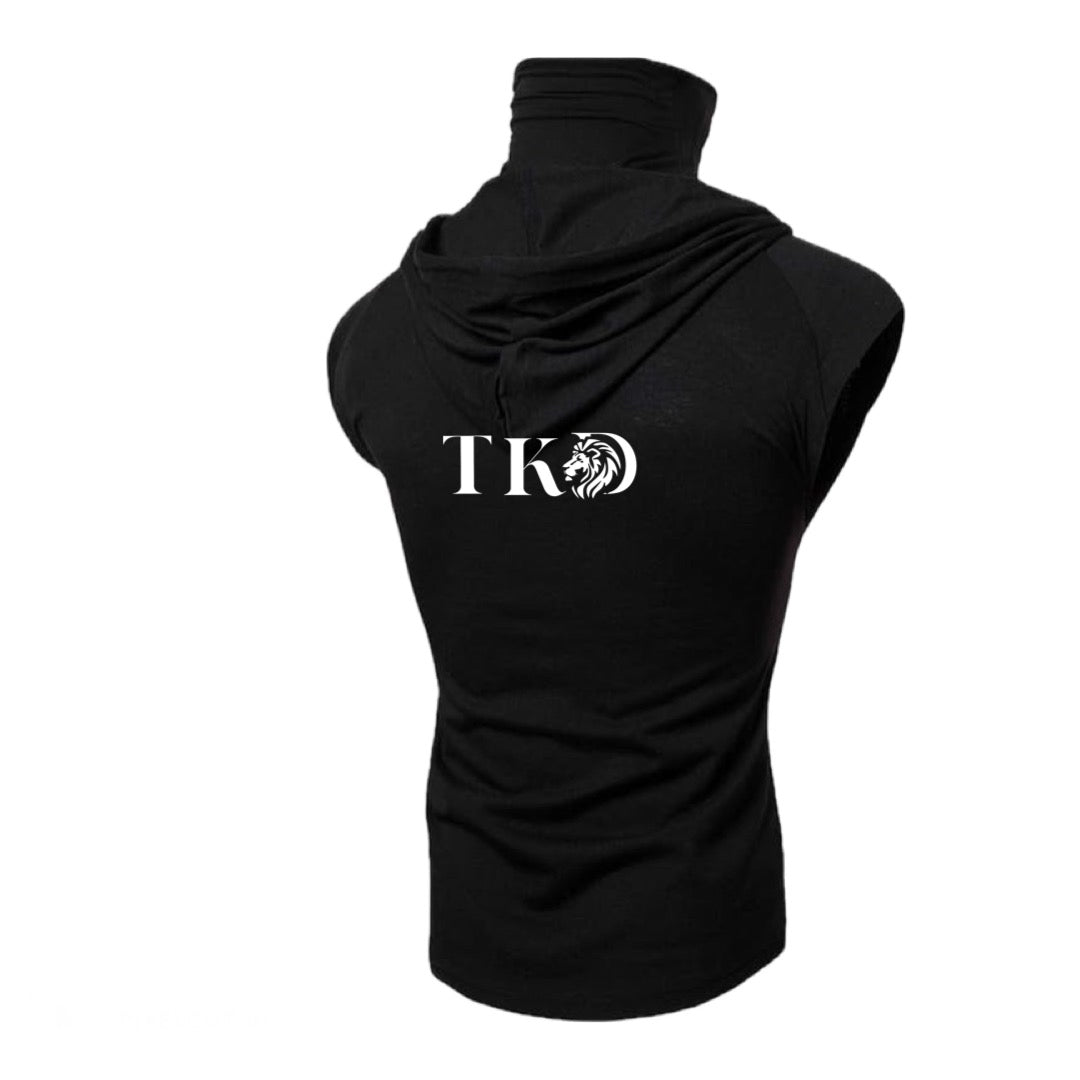 Men No Sleeves T-Shirt Hoodie With Mask