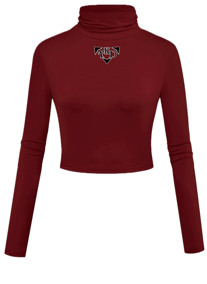 Women Crop Top Turtleneck Long Sleeve