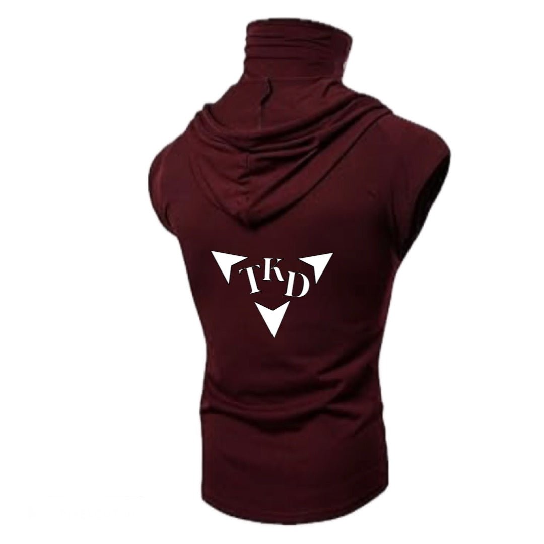 Men No Sleeves T-Shirt Hoodie With Mask