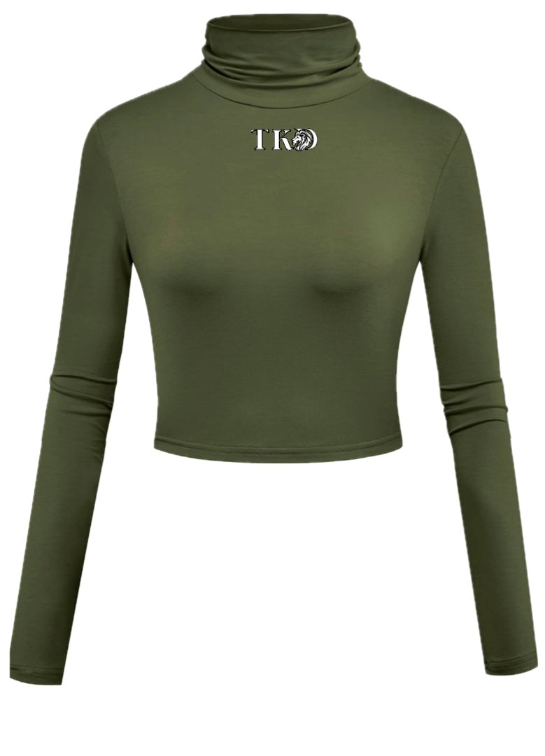 Women Crop Top Turtleneck Long Sleeve