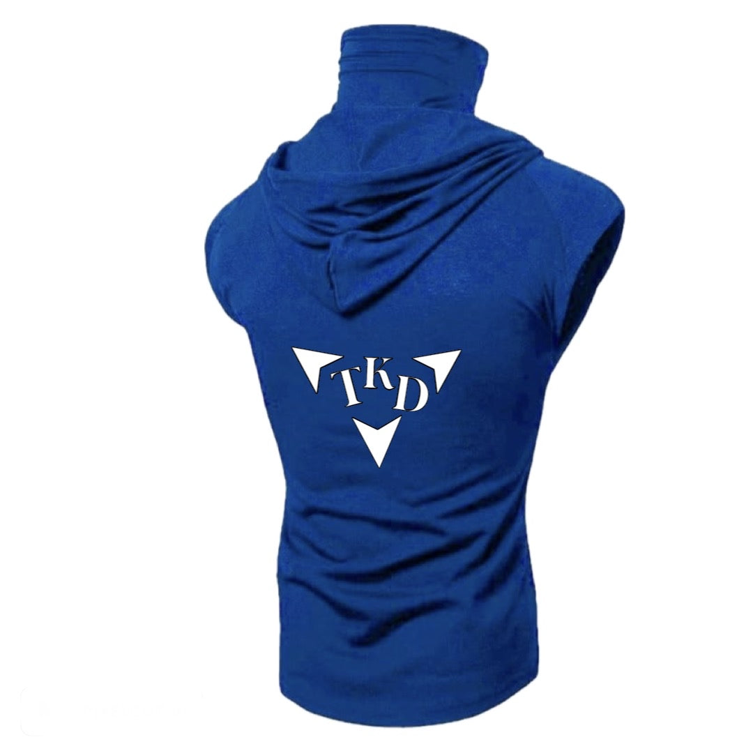 Men No Sleeves T-Shirt Hoodie With Mask