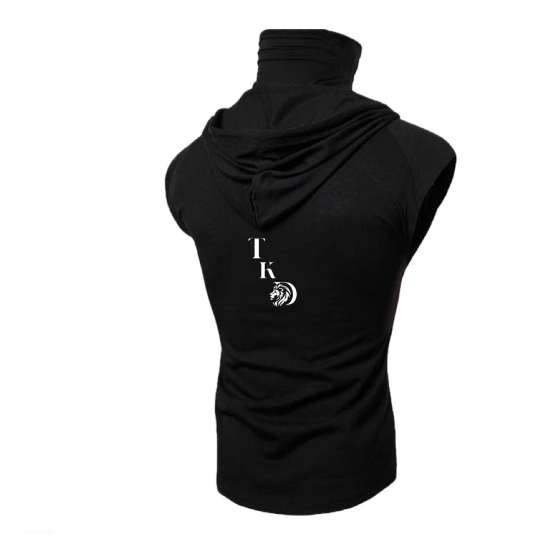 Men No Sleeves T-Shirt Hoodie With Mask With