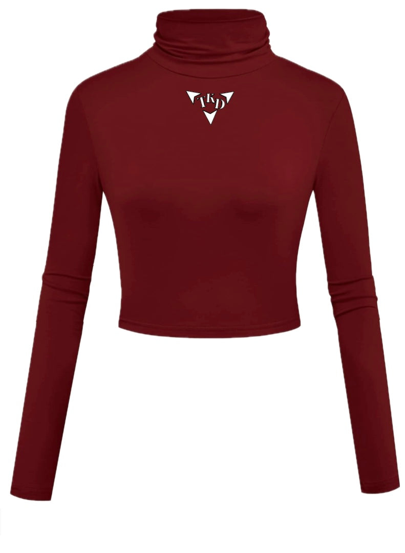 Women Crop Top Turtleneck Long Sleeve