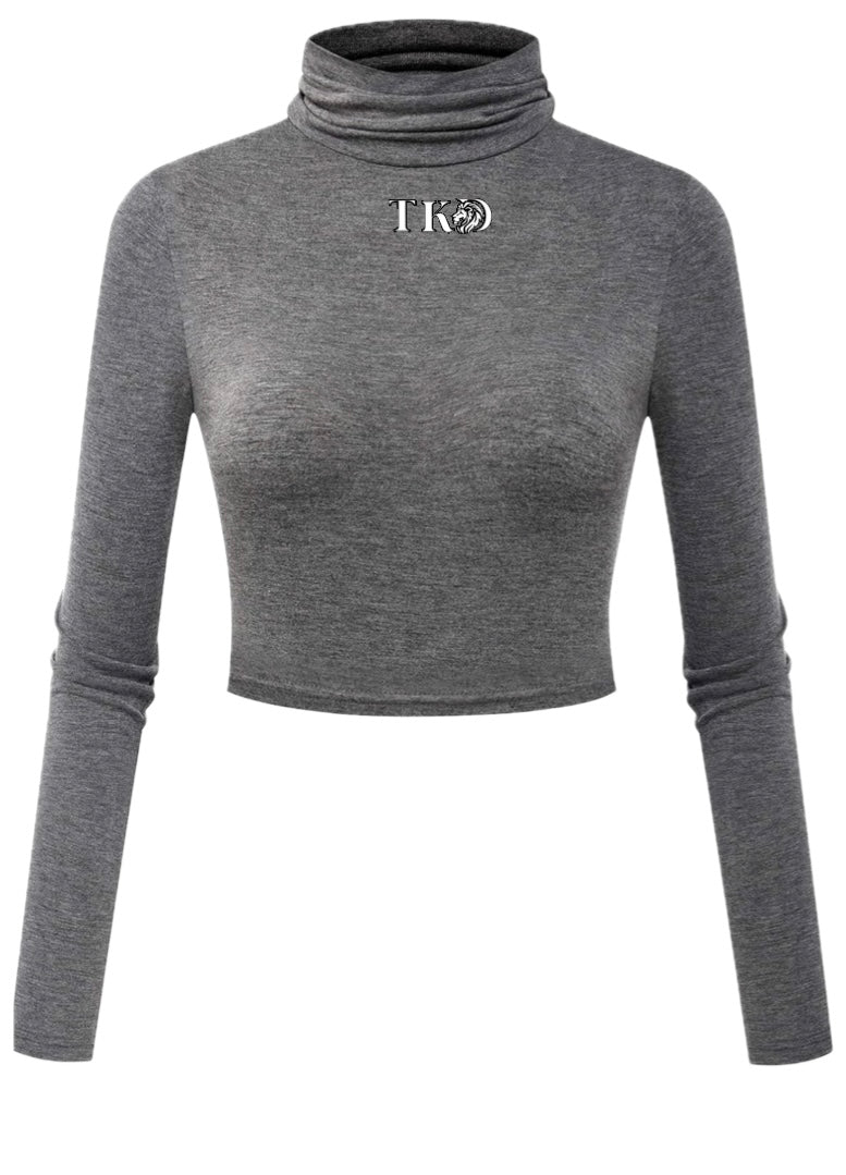 Women Crop Top Turtleneck Long Sleeve