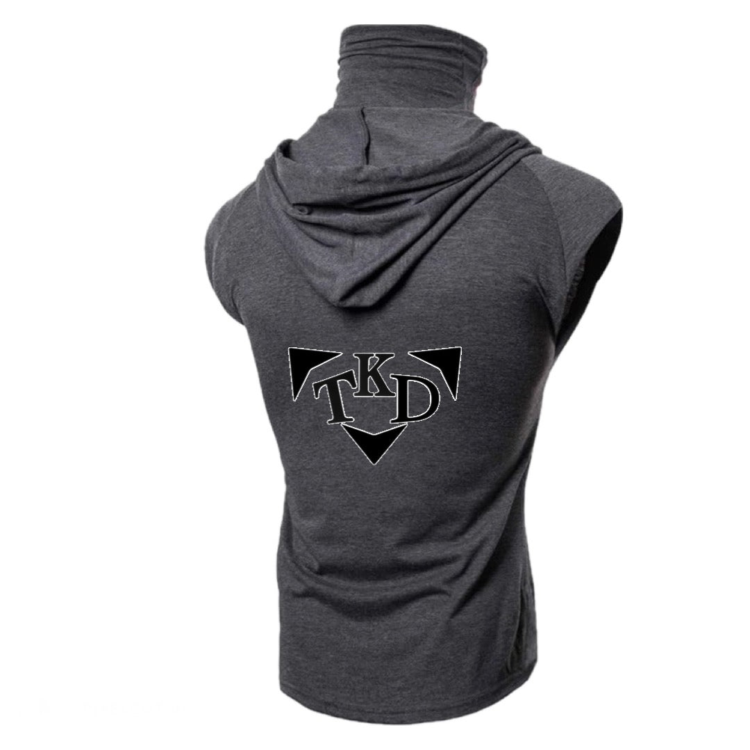 Men No Sleeves T-Shirt Hoodie With Mask