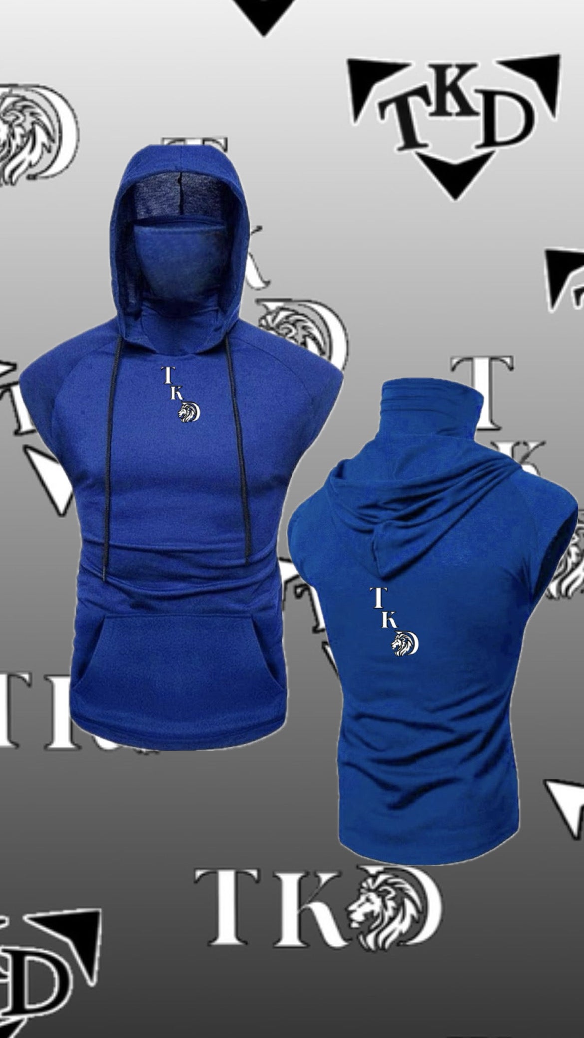 Men No Sleeves T-Shirt Hoodie With Mask With