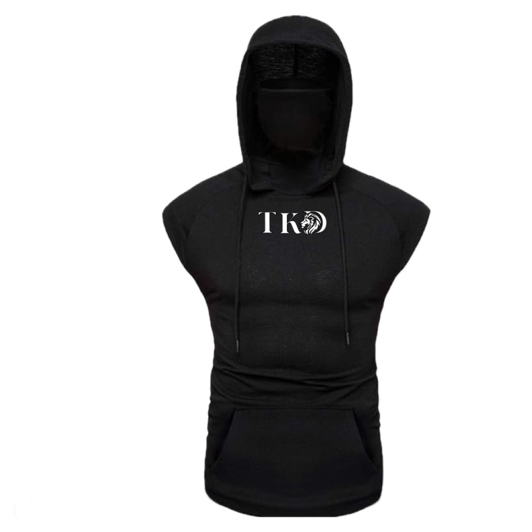 Men No Sleeves T-Shirt Hoodie With Mask