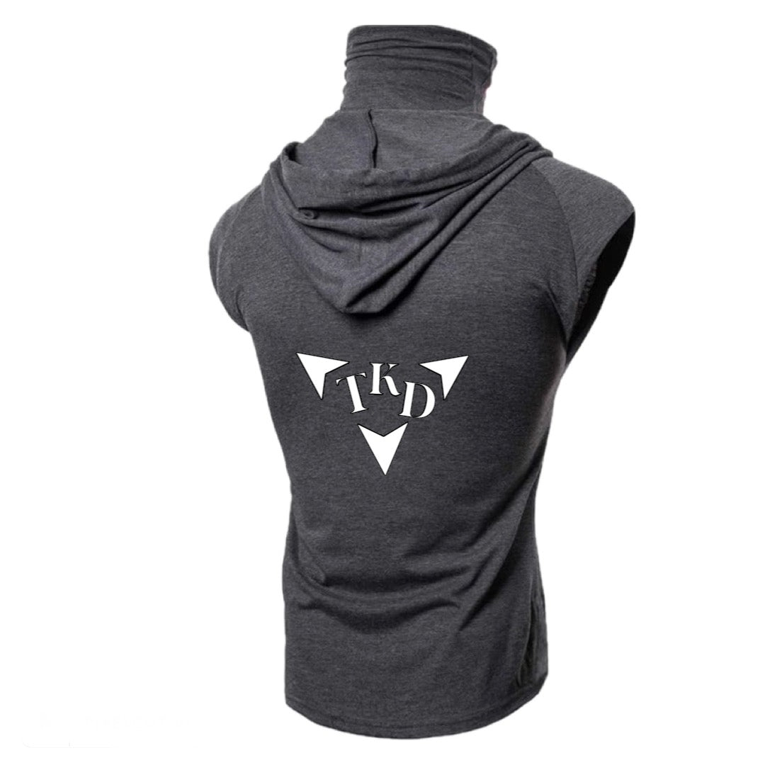 Men No Sleeves T-Shirt Hoodie With Mask