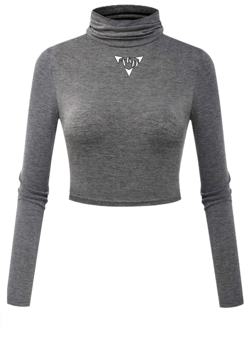 Women Crop Top Turtleneck Long Sleeve