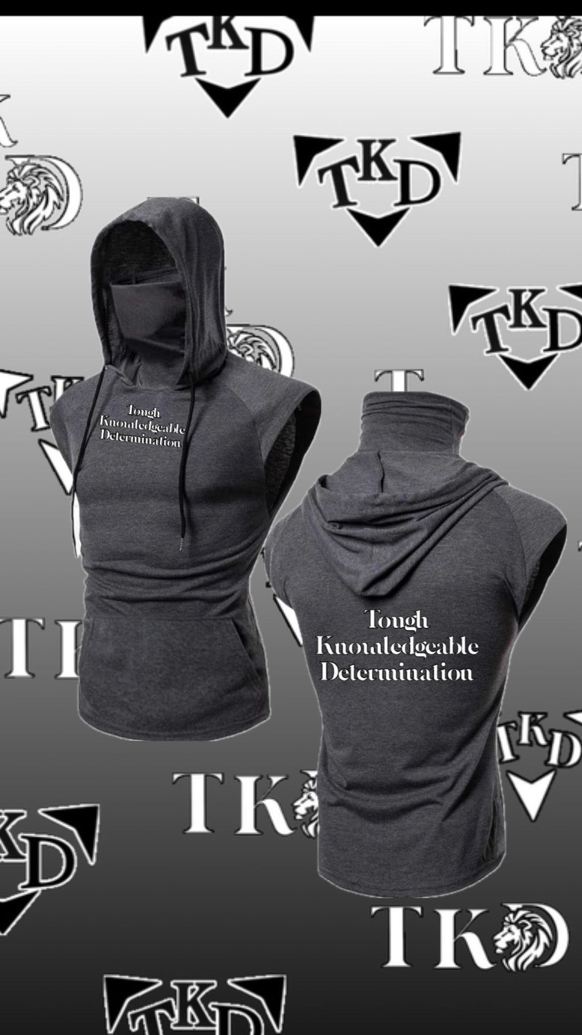 Men No Sleeves T-Shirt Hoodie With Mask