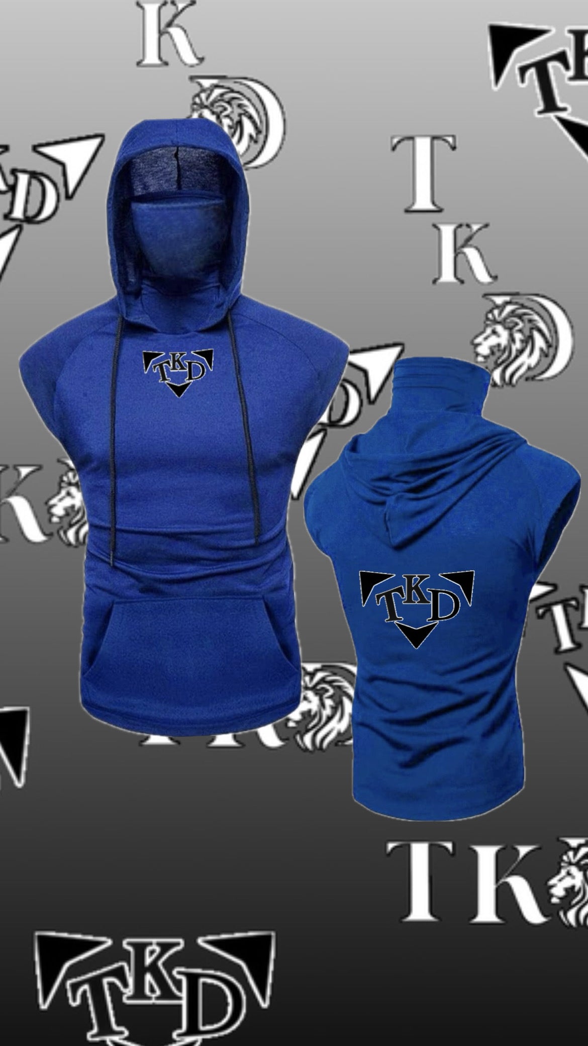 Men No Sleeves T-Shirt Hoodie With Mask